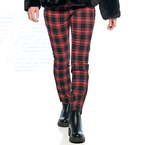 Juniors Joe B Plaid Millenium Ankle Pants - Red/Black