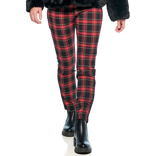 Juniors Joe B Plaid Millenium Ankle Pants - Red/Black - image 