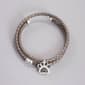 Inspirational Grey Leather Cubic Zirconia Dog Paw Charm Bracelet - image 1