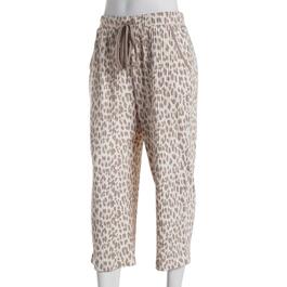 Womens Jaclyn Bria Leopard Ribbed Capris Pajama Pants