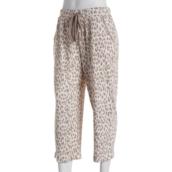 Womens Jaclyn Bria Leopard Ribbed Capris Pajama Pants - image 
