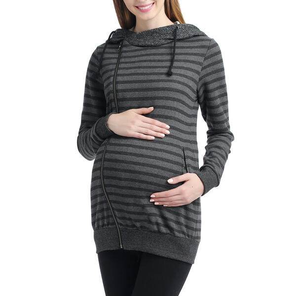 Womens Glow & Grow&#40;R&#41; Striped Maternity Hooded Jacket - image 