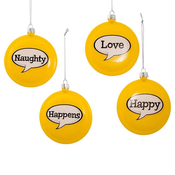 Kurt Adler Emoticon Disc 4pc. Ornaments Set