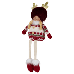 Northlight Sitting Plush Girl with Dangling Legs Christmas Figure