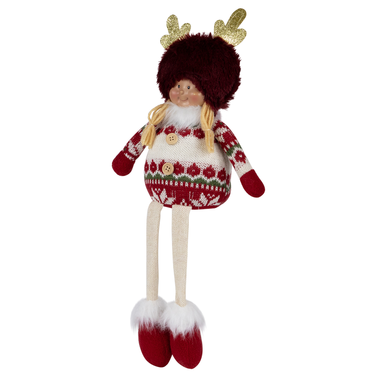 Northlight Sitting Plush Girl with Dangling Legs Christmas Figure