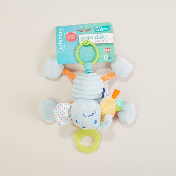 Infantino Elephant Pull & Play Jittery Pal - Blue - image 