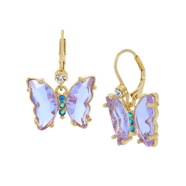 Betsey Johnson Butterfly Drop Earrings - image 