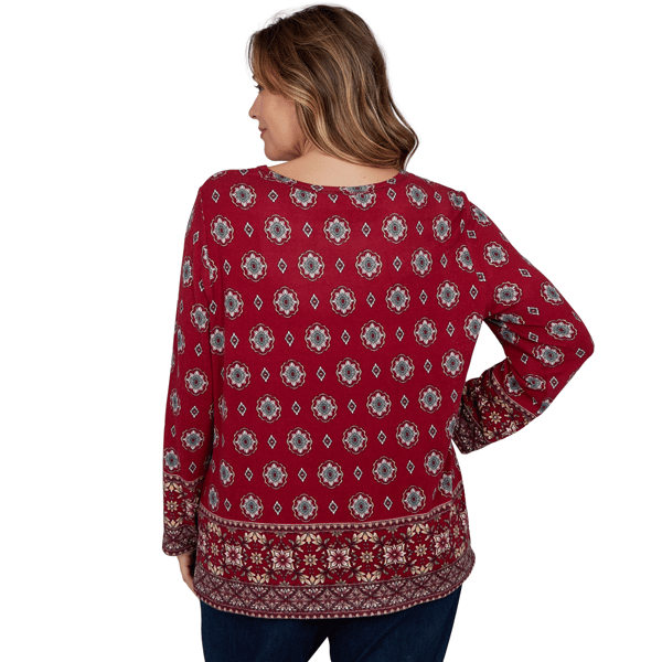 Plus Size Ruby Rd. English Countryside Medallion Border Blouse
