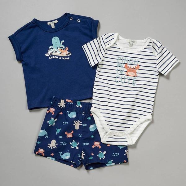 Baby Boy &#40;12-24M&#41; Minibean 3pc. Sealife & Crab Shorts Set - image 