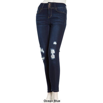 Juniors California Vintage Triple Button High Rise Skinny Jeans - Boscov's