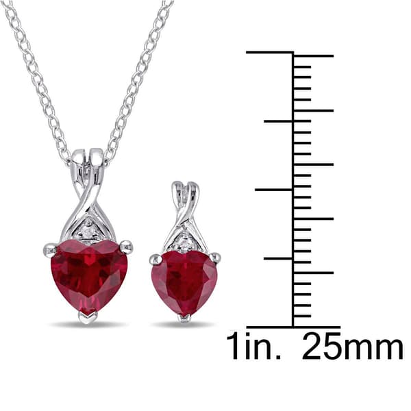 Gemstone Classics™ 3 3/4 kt. Created Ruby Silver Necklace Set