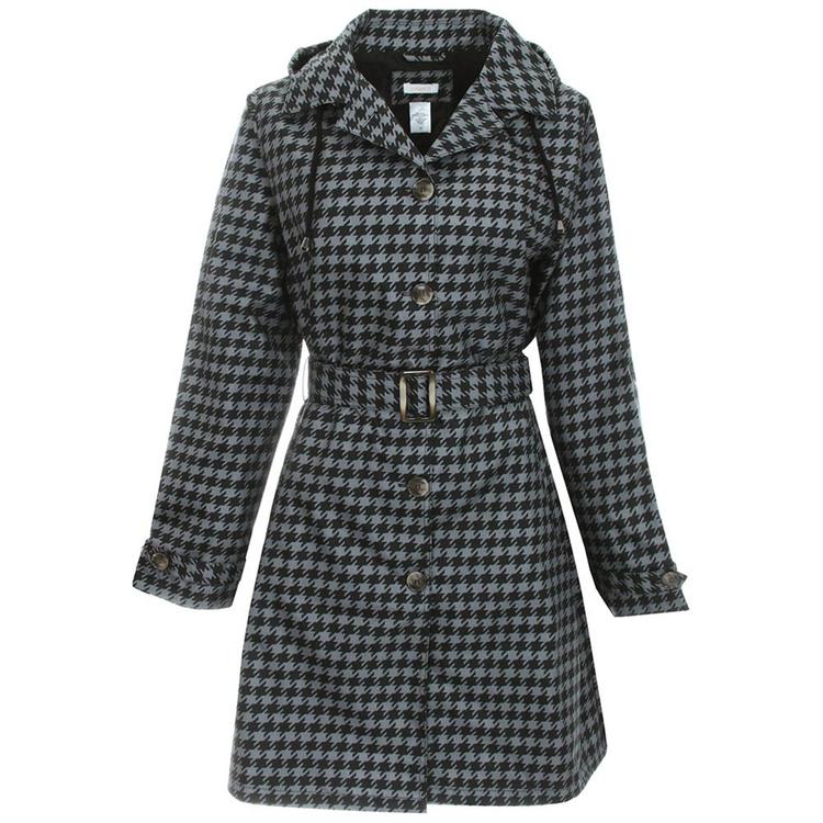 Womens Capelli New York Houndstooth Trench Raincoat