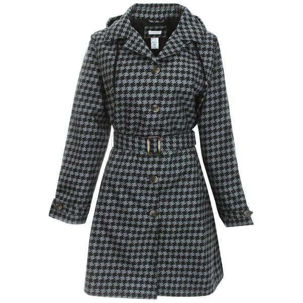 Womens Capelli New York Houndstooth Trench Raincoat