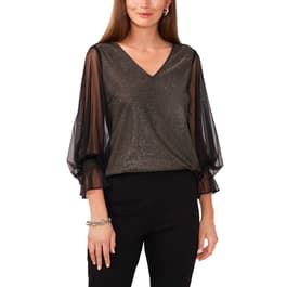 Womens MSK Long Sleeve V-Neck Smock Cuff Top