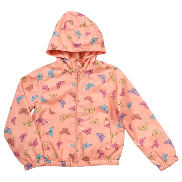Girls &#40;4-6x&#41; Pink Platinum&#40;R&#41; Fleece Lined Butterfly Windbreaker - image 