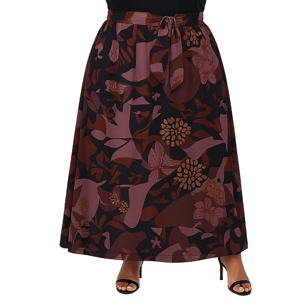 Plus Size 24/7 Comfort Apparel Fall Floral Maxi Skirt