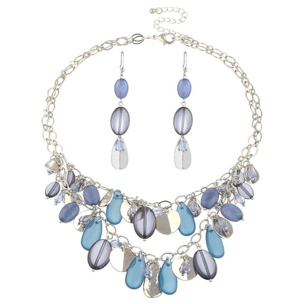 Ashley Cooper Layerd Shades of Blue Beads Necklace Set