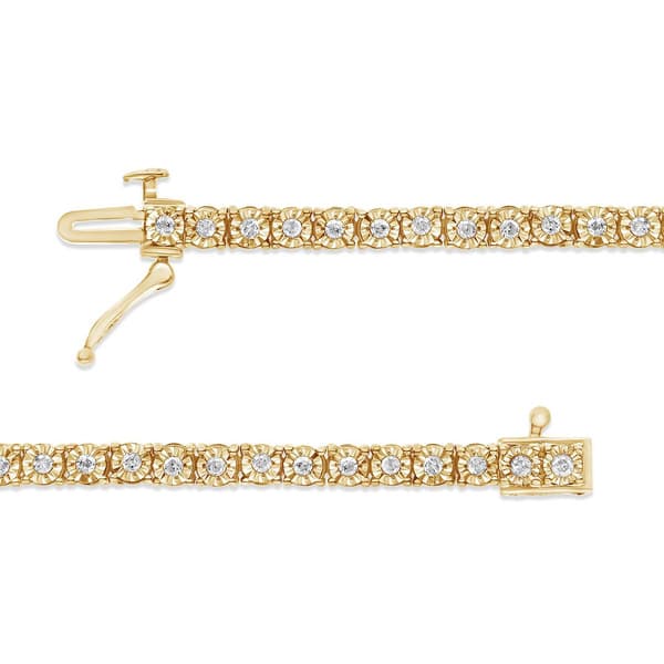 Haus of Brilliance Yellow Gold over Silver Tennis Bracelet