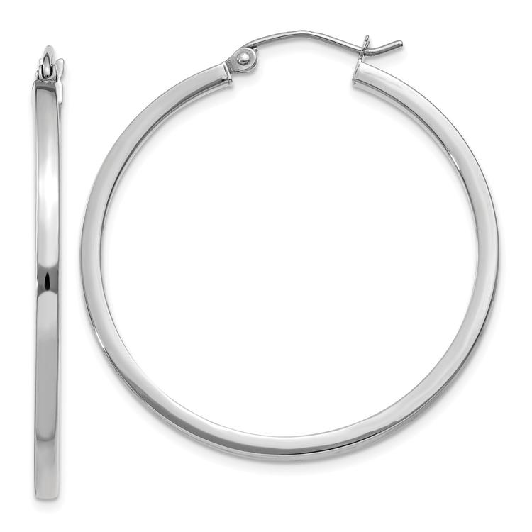 Gold Classics(tm) 14kt. White Gold 2mm Square Hoop Earrings