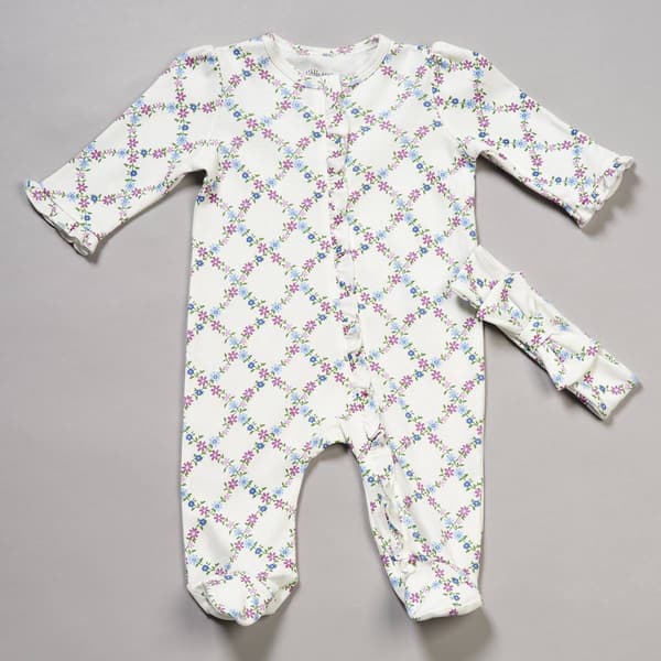 Baby Girl &#40;NB-9M&#41; Little Me&#40;R&#41; Floral Lattice Footie with Headband - image 