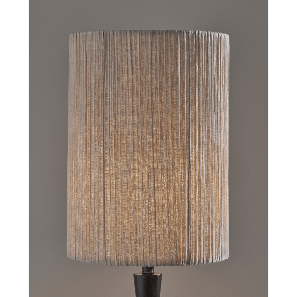 Adesso Amos Floor Lamp with Soft Pleated Oatmeal Linen Shade