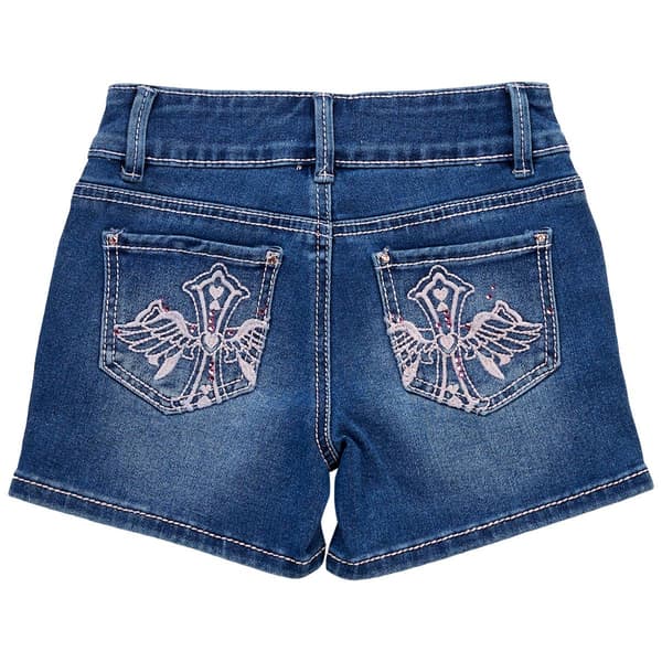 Girls &#40;7-14&#41; YMI&#174; Heavy Stitch Embroidered Pockets Denim Shorts