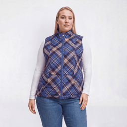 Plus Size Erika Zipper Quilted Plaid Vest