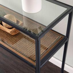 Southern Enterprises Bladeston Glass-Top Console Table