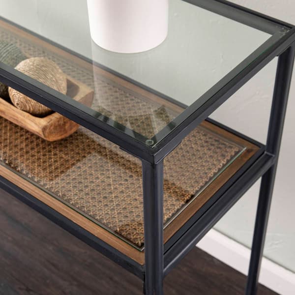 Southern Enterprises Bladeston Glass-Top Console Table