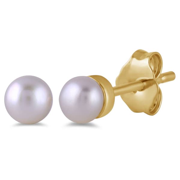 Gemstone Classics&#40;tm&#41; Gold over Silver 4mm Pearl Stud Earrings