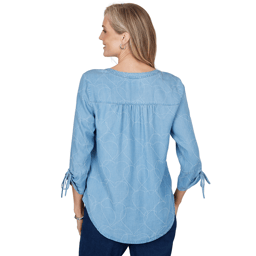 Womens Alfred Dunner Ann Arbor Embroidered Heart Henley Blouse