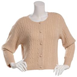 Juniors No Comment Mossy Cable Button Front Cardigan