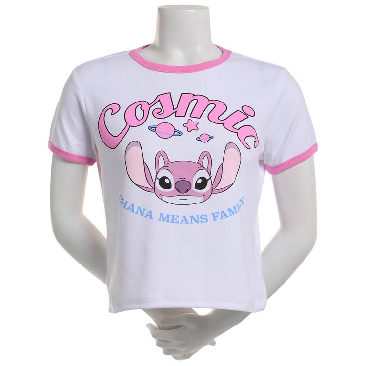 Juniors Freeze Cosmic Angel Ringer Cropped Graphic Tee