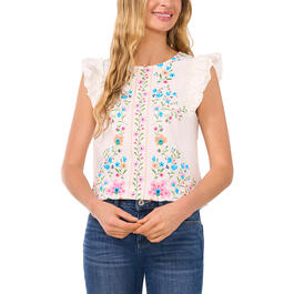 Womens Cece Sleevless Allover Embroidered Blouse