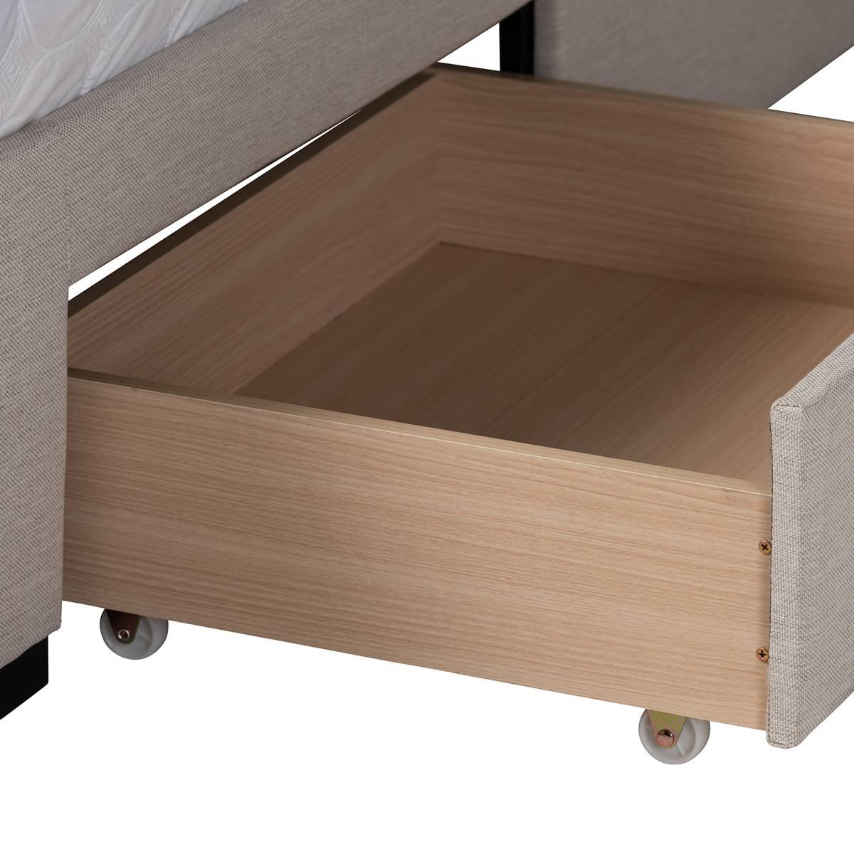 Baxton Studio Coronado Beige 3-Drawer Storage Platform Bed