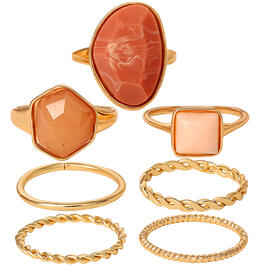 Jessica Simpson Imitation Yellow Gold Plated Coral Stone Rings