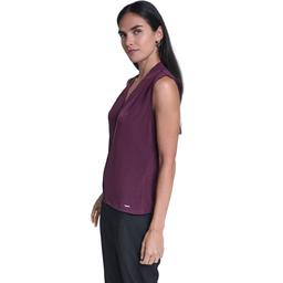 Womens Calvin Klein Sleeveless Tie Neck Solid Blouse
