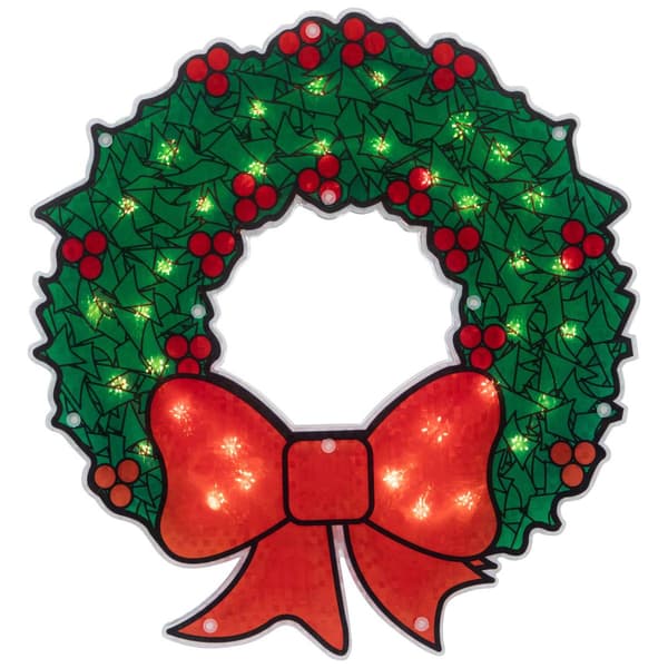 Northlight 15in. Holographic Christmas Wreath Window Silhouette - image 