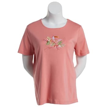 Plus Size Bonnie Evans Short Sleeve Tropical Birds & Leaves Tee - Boscov's