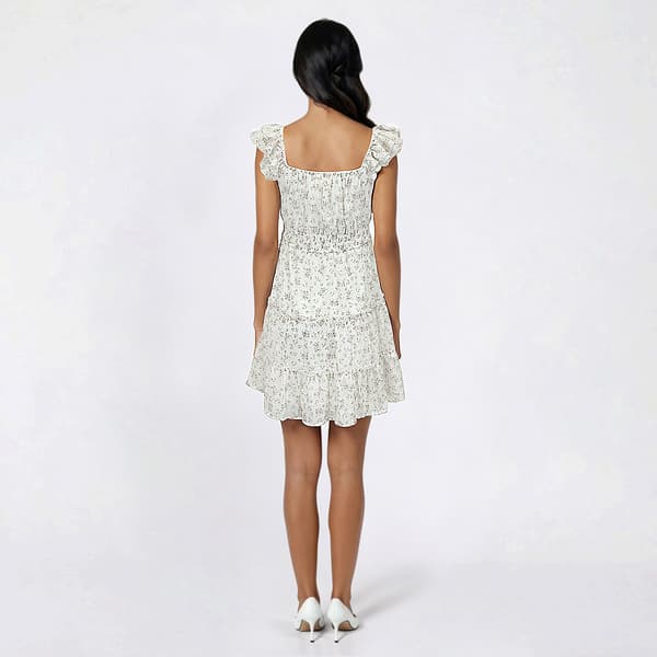 Juniors No Comment Mini Rose Ruffle Tiered A-Line Dress