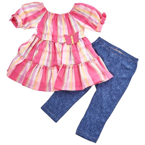 Girls (4-6x) Kids Headquarters(R) Plaid Top w/ Capri Leggings Set