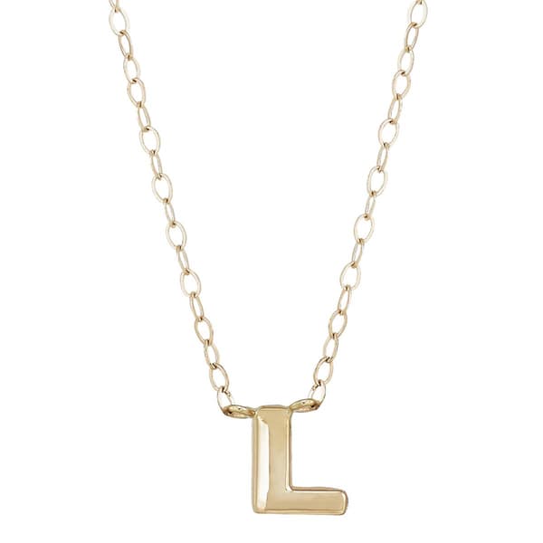 Gold Classics(tm) Yellow Gold Polished L Initial Pendant Necklace - image 
