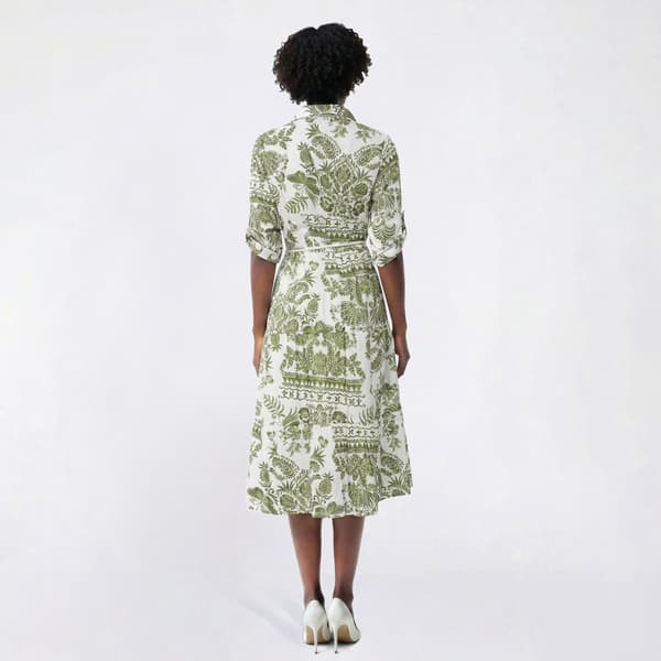 Womens Mlle Gabrielle Roll Tab Sleeve Paisley Tier Shirtdress