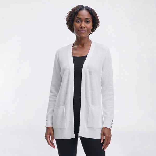 Womens 89th & Madison All Over Waffle Cardigan
