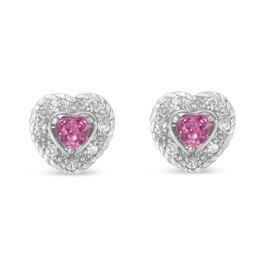Gemstone Classics&#40;tm&#41; Pink Sapphire & Diamond Heart Studs