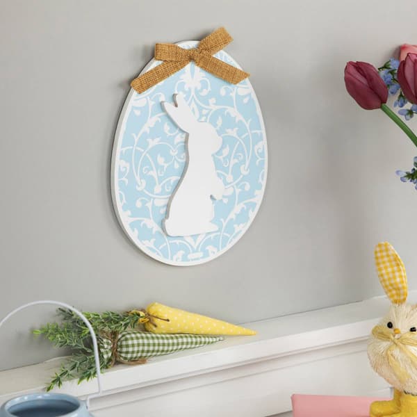 Northlight Seasonal Easter Egg w/ Bunny & Burlap Bow Wall Décor