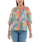 Womens Zac & Rachel 3/4 Sleeve Keyhole Neck Tropical Blouse - image 1