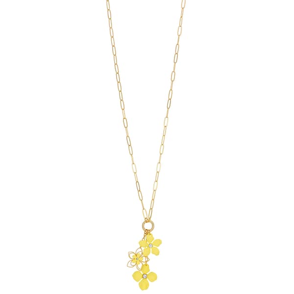 Ashley Cooper(tm) Gold-Tone Yellow Flower Tassel Drop Necklace - image 
