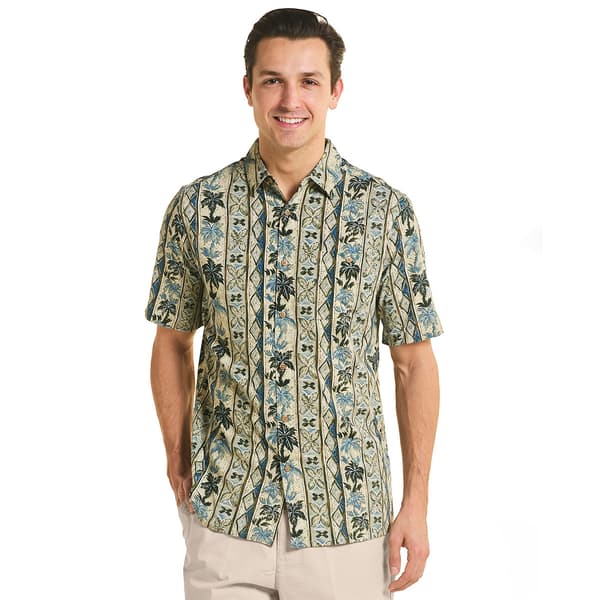 Mens Campia Short Sleeve Palm Tree Print Button Down Shirt - image 