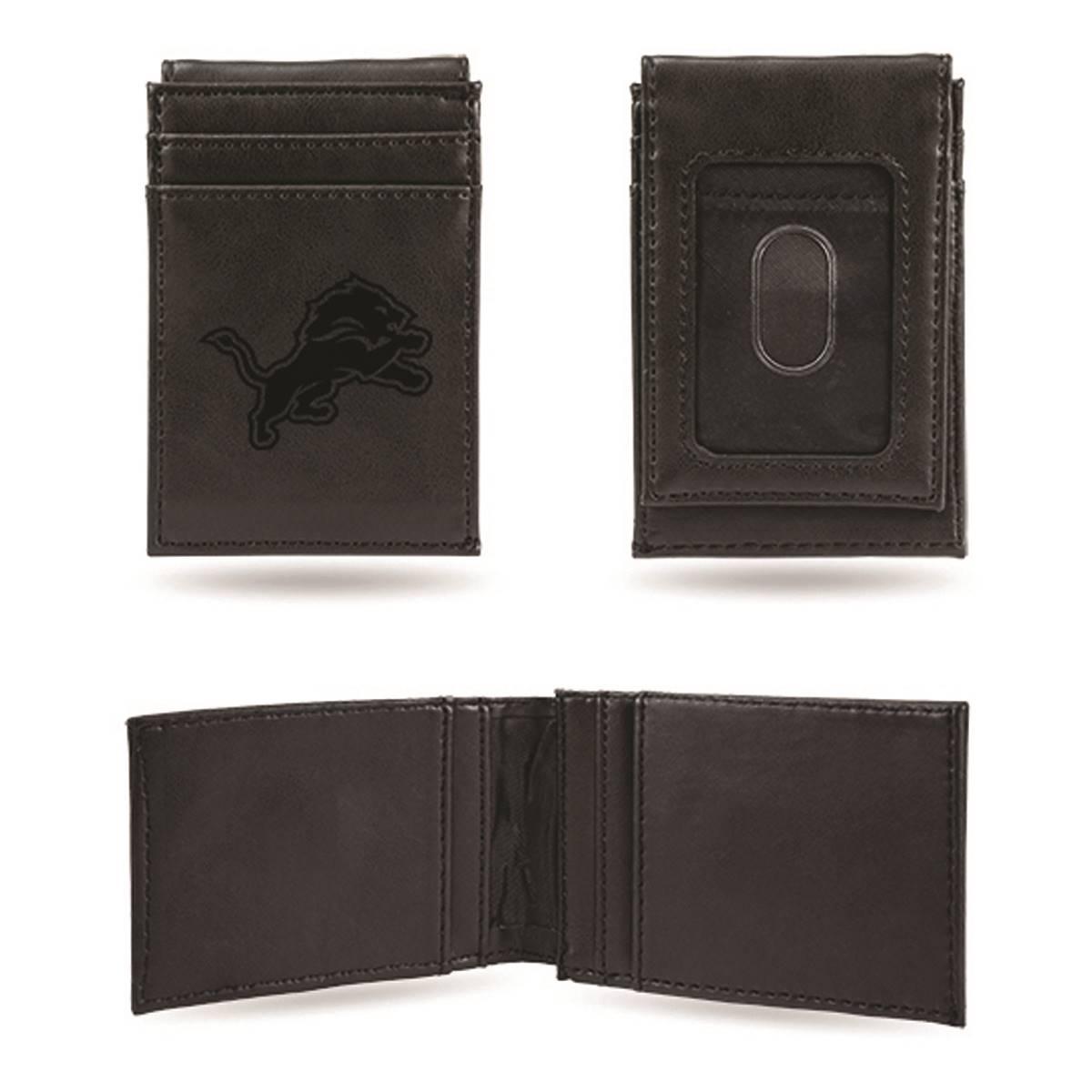 Mens NFL Detroit Lions Faux Leather Front Pocket Wallet